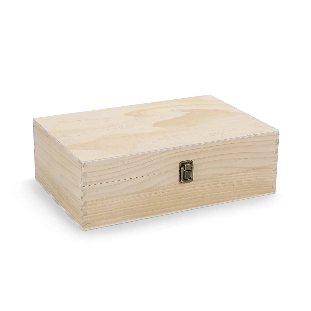 Makerflo XL Size Pine Wood Memory Box with Black Felt Inside and Hinged with Clasp of Front, Keepsake Wooden Box Ideal for Craft and Personalization (Laser Engraving, Epoxy, UV DTF, and Vinyl)